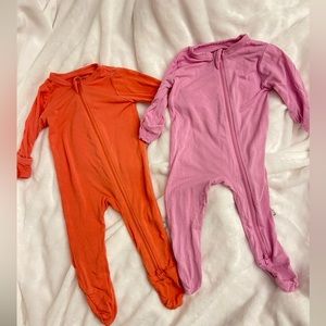 2 bundle- Kyte Baby 0-3M Newborn Footie in Melon and Bubblegum